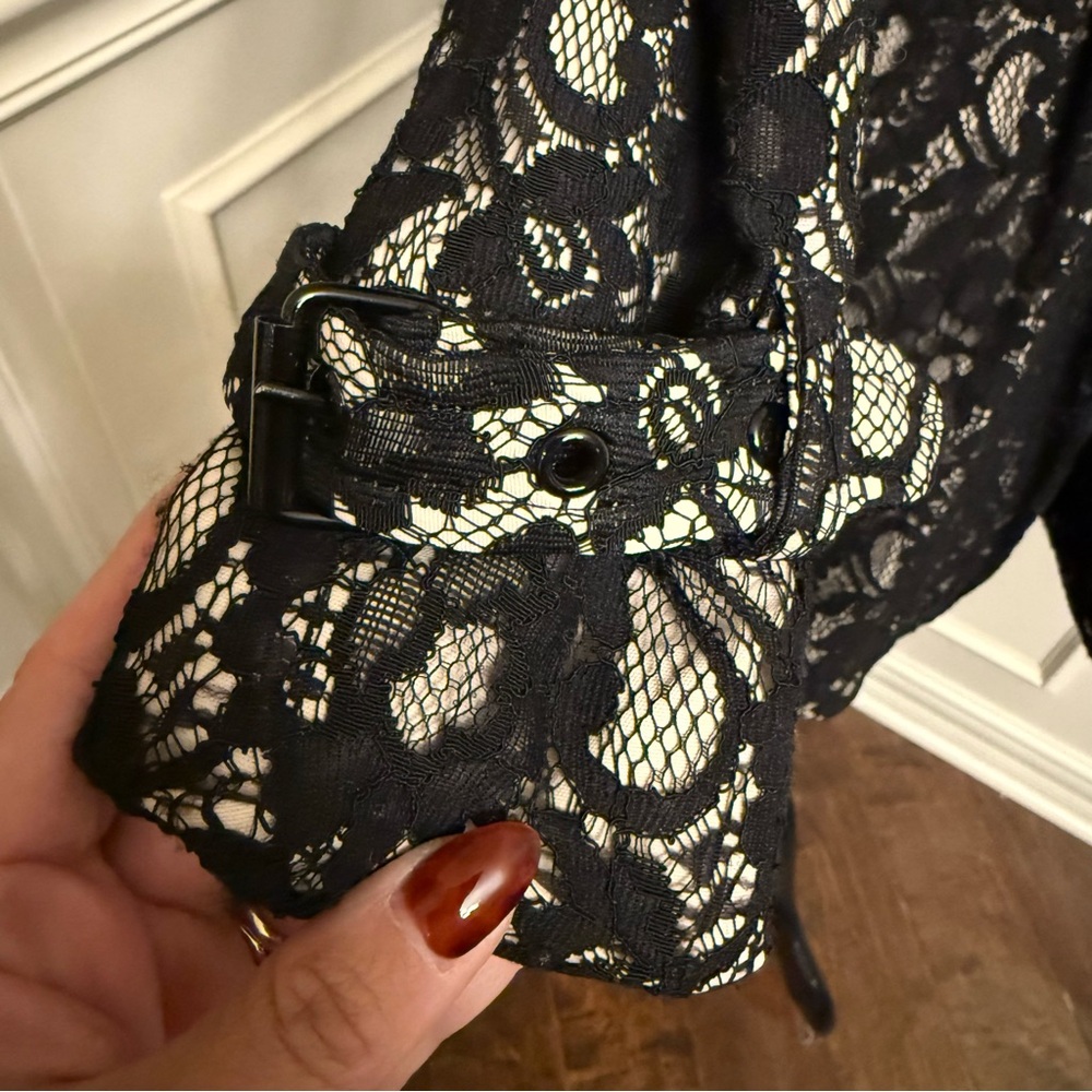 Bebe Black Lace Belted Jacket with Corset Back - Picture 9 of 14